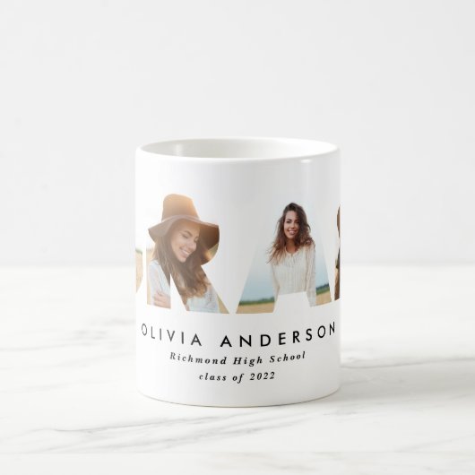 幾何モダンタイポグラフィ数々の写真卒業 コーヒーマグカップ (中央)