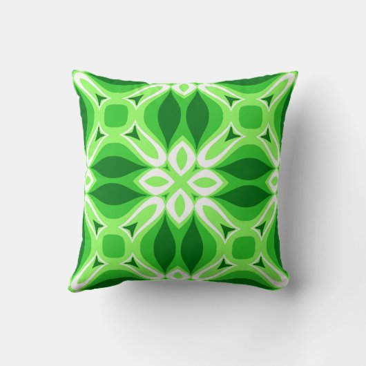 幾何モダンタイル模様エメラルドグリーン クッション (裏面)