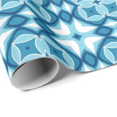 幾何モダンタイル模様デニムブルー&ホワイト ラッピングペーパー (ロールコーナー)