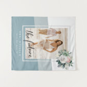 幾何モダンダスティブルーブライダルシャワーデコール タペストリー (正面(横))