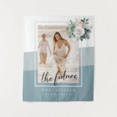 幾何モダンダスティブルーブライダルシャワーデコール タペストリー (正面)