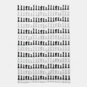 幾何モダンチェス駒のゲームパターン キッチンタオル (縦)