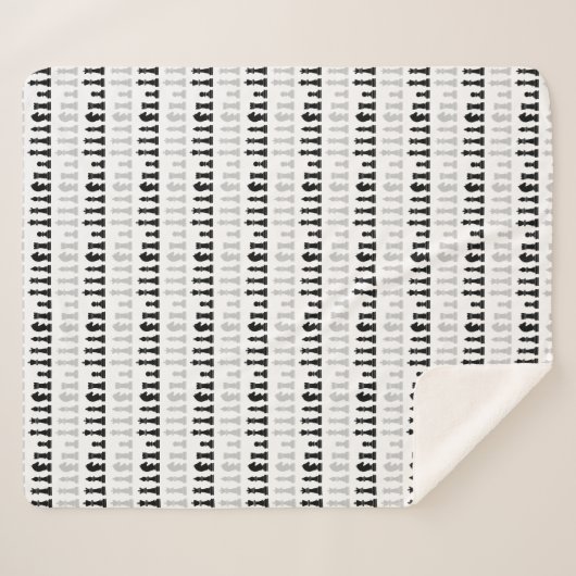 幾何モダンチェス駒のゲームパターン シェルパブランケット (正面(横))