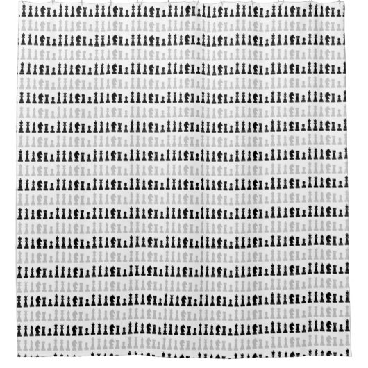 幾何モダンチェス駒のゲームパターン シャワーカーテン (正面)