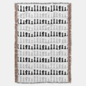 幾何モダンチェス駒のゲームパターン スローブランケット (正面縦)