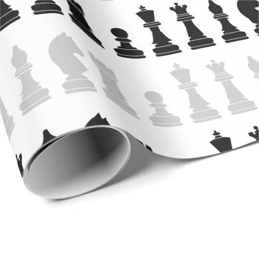 幾何モダンチェス駒のゲームパターン ラッピングペーパー (ロールコーナー)