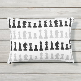 幾何モダンチェス駒の白黒パターン アウトドアクッション