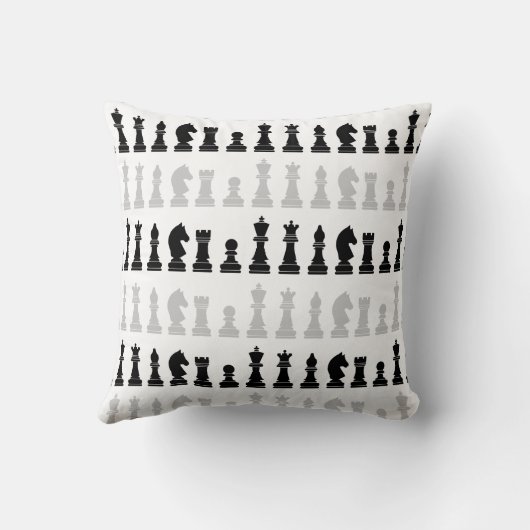 幾何モダンチェス駒の白黒パターン クッション (裏面)