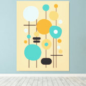 幾何モダンティール（緑がかった色）オレンジ抽象芸術アート キャンバスプリント (インサイチュ (ウッドフロア))