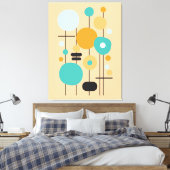 幾何モダンティール（緑がかった色）オレンジ抽象芸術アート キャンバスプリント (インサイチュ (寝室))