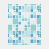 幾何モダンティール（緑がかった色）ターコイズタイル フリースブランケット (正面)