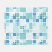 幾何モダンティール（緑がかった色）ターコイズタイル フリースブランケット (正面(横))