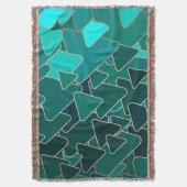 幾何モダンティール（緑がかった色）三角形 スローブランケット (正面縦)