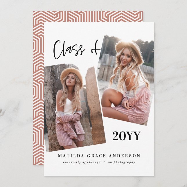 幾何モダンテラコッタ写真卒業 (正面/裏面)