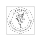 幾何モダンデイジー名前をカスタムする差出人住所 ラバースタンプ (インプリント)