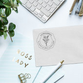 幾何モダンデイジー名前をカスタムする差出人住所 ラバースタンプ