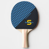 幾何モダンデザインアイアンブルー名前をカスタムする 卓球ラケット (裏面)
