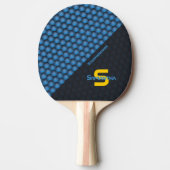 幾何モダンデザインアイアンブルー名前をカスタムする 卓球ラケット (正面)