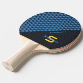 幾何モダンデザインアイアンブルー名前をカスタムする 卓球ラケット (正面アングル)