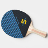 幾何モダンデザインアイアンブルー名前をカスタムする 卓球ラケット (横)