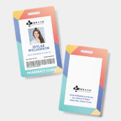 幾何モダンデザイン医療写真IDとロゴ バッジ (Front & Back)