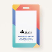 幾何モダンデザイン医療写真IDとロゴ バッジ (裏面)