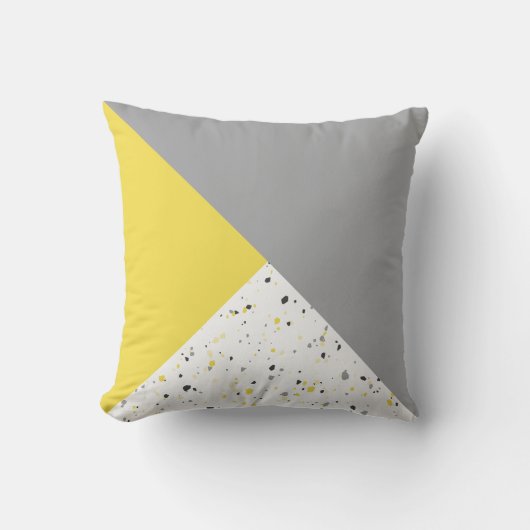 幾何モダントレンディーイエローグレーテラッツォ クッション (正面)