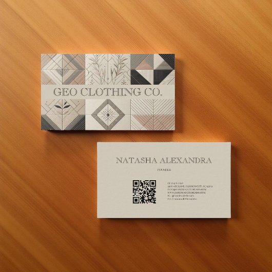 幾何モダンニュートラル自然リーフ 名刺