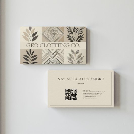 幾何モダンニュートラル自然リーフ 名刺