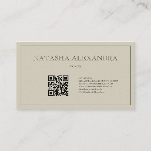 幾何モダンニュートラル自然リーフ 名刺 (裏面)