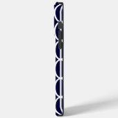 幾何モダンネイビーブルーホワイトパターンモノグラム Case-Mate iPhoneケース (裏面 / 左)