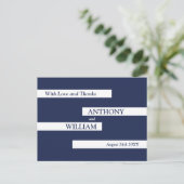 幾何モダンネイビーブルー結婚ホワイト ポストカード (スタンド正面)