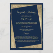 幾何モダンネイビー青金ゴールドのメ結婚ニュー メニュー (正面)