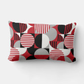 幾何モダンバウハウス、ブラック、レッド、グレー ランバークッション (裏面)