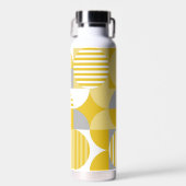 幾何モダンバウハウス、マスタードイエロー、グレー ウォーターボトル (正面)