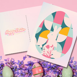 幾何モダンバニー復活祭 シーズンポストカード