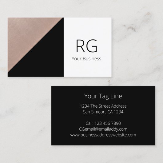 幾何モダンバラ金ゴールドと黒パーソナライズされた 名刺 (正面/裏面)