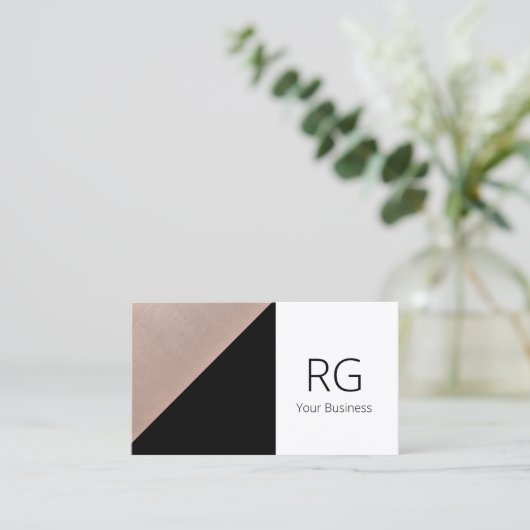 幾何モダンバラ金ゴールドと黒パーソナライズされた 名刺 (スタンド正面)