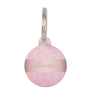 幾何モダンバラ金ゴールドグリッター ペット ネームタグ