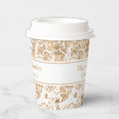幾何モダンバラ金ゴールド大理石記念品 紙コップ (右)