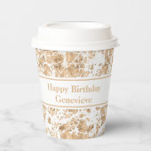 幾何モダンバラ金ゴールド大理石記念品 紙コップ (正面)