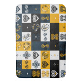 幾何モダンパターントレンディーイエローラウンドピロ バスマット (正面縦)