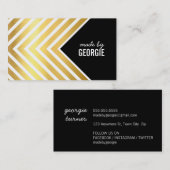 幾何モダンパターン矢印白黒金ゴールド 名刺 (正面/裏面)