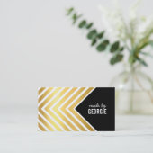 幾何モダンパターン矢印白黒金ゴールド 名刺 (スタンド正面)