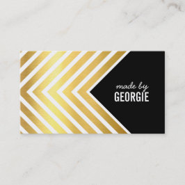 幾何モダンパターン矢印白黒金ゴールド 名刺