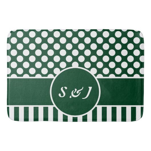 幾何モダンパターン緑モノグラムの バスマット (正面)