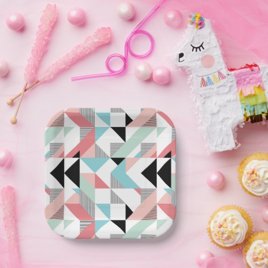 幾何モダンパターン ペーパープレート (パーティー)