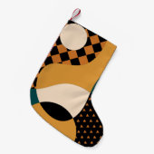 幾何モダンパッチワーク：抽象芸術ヴィンテージ スモールクリスマスストッキング (正面 (吊り時))