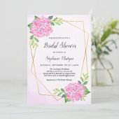 幾何モダンピンクアジサイブライダルシャワー 招待状 (スタンド正面)