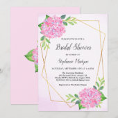 幾何モダンピンクアジサイブライダルシャワー 招待状 (正面/裏面)
